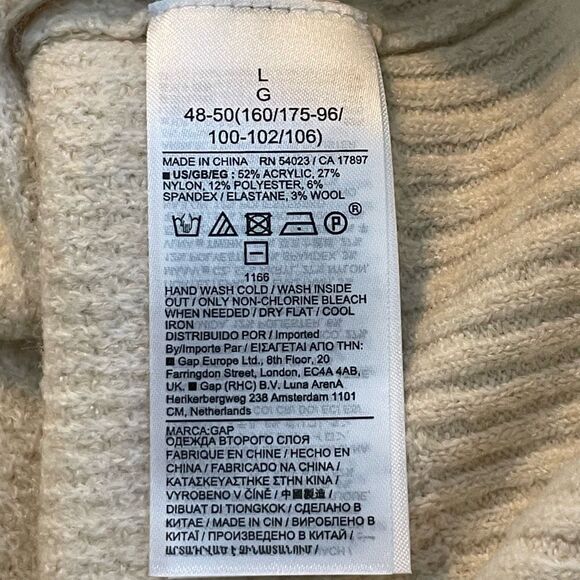 Gap Waffle Mockneck Sweater Birch Beige Soft Knit Long Sleeve Pull-Over L - Picture 5 of 6